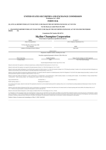 Thumbnail Champion Homes 10-K Annual Report 2020