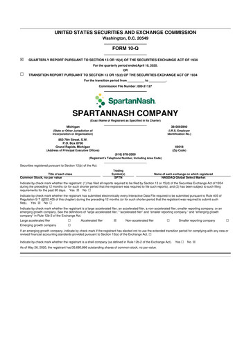 Miniature SpartanNash
 10-Q Rapport trimestriel 2020 