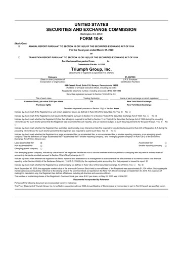 Thumbnail Triumph Group
 10-K Annual Report 2020