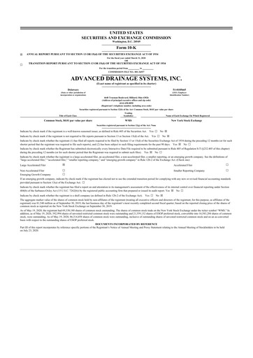 Vorschaubild Advanced Drainage Systems
 10-K Jahresbericht 2020