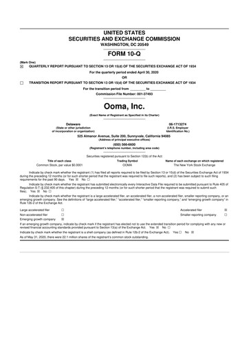 Vorschaubild Ooma 10-Q Quartalsbericht 2021 