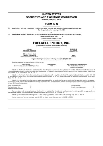 Thumbnail FuelCell Energy
 10-Q Quarterly Report FY2020 