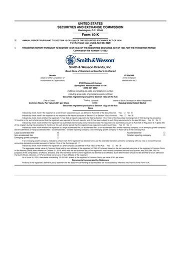 Thumbnail Smith & Wesson 10-K Annual Report 2020