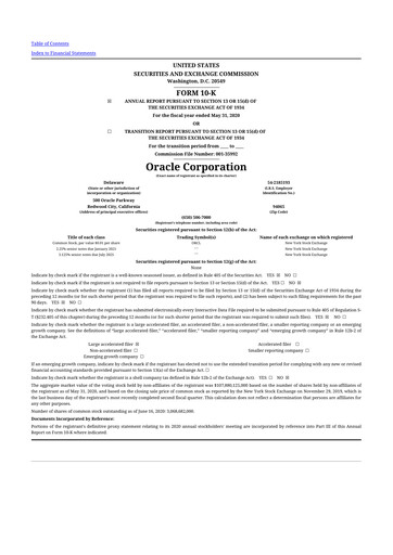 Thumbnail Oracle 10-K Annual Report 2020