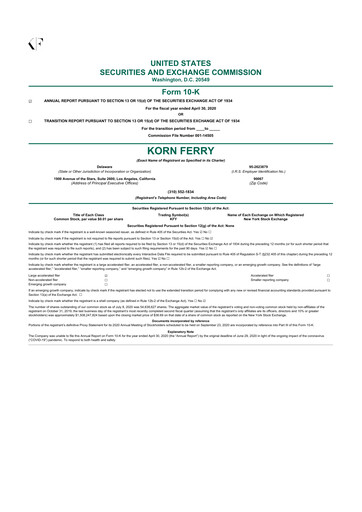 Thumbnail Korn Ferry
 10-K Annual Report 2020