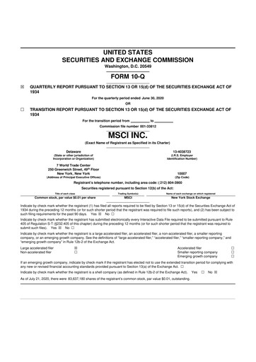 Thumbnail MSCI 10-Q Quarterly Report FY 