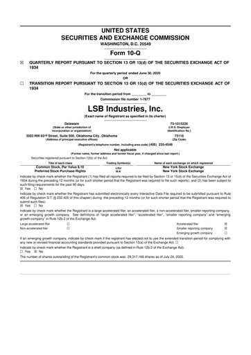 Thumbnail LSB Industries 10-Q Quarterly Report FY 