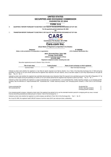 Thumbnail Cars.com 10-Q Quarterly Report FY2020 