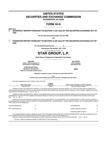 Thumbnail Star Group 10-Q Quarterly Report FY2020 