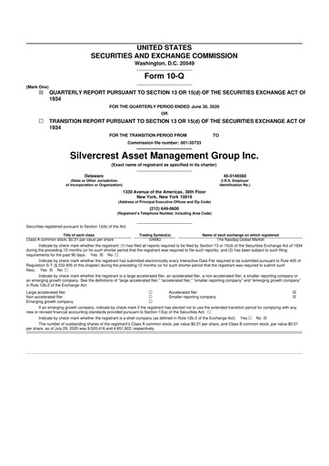 Vorschaubild Silvercrest Asset Management Group 10-Q Quartalsbericht 2020 