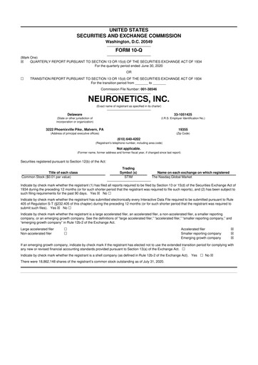 Thumbnail Neuronetics 10-Q Quarterly Report FY2020 