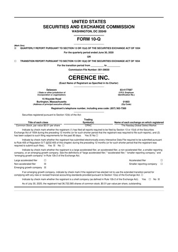 Thumbnail Cerence 10-Q Quarterly Report FY2020 