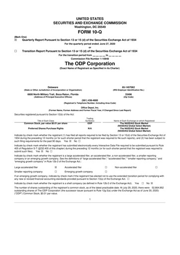 Thumbnail The ODP Corporation
 10-Q Quarterly Report FY2020 