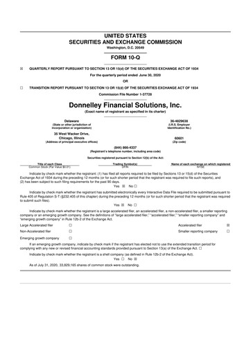 Vorschaubild Donnelley Financial Solutions
 10-Q Quartalsbericht 2020 