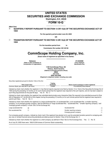 Thumbnail CommScope
 10-Q Quarterly Report FY2020 