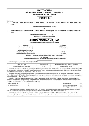 Thumbnail Sutro Biopharma 10-Q Quarterly Report FY 