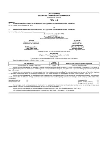 Thumbnail Yum China
 10-Q Quarterly Report FY2020 