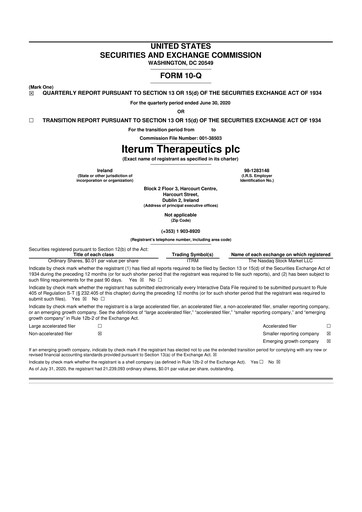 Miniature Iterum Therapeutics 10-Q Rapport trimestriel 2020 