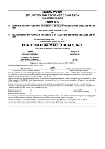 Thumbnail Phathom Pharmaceuticals
 10-Q Quarterly Report FY 