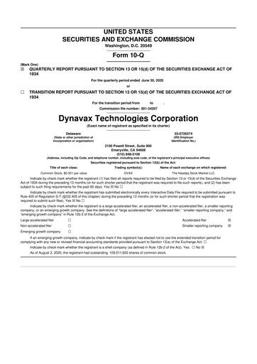 Thumbnail Dynavax Technologies
 10-Q Quarterly Report FY2020 