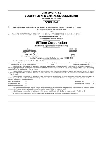 Vorschaubild SiTime 10-Q Quartalsbericht 2020 