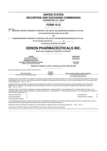 Thumbnail Xenon Pharmaceuticals 10-Q Quarterly Report FY 