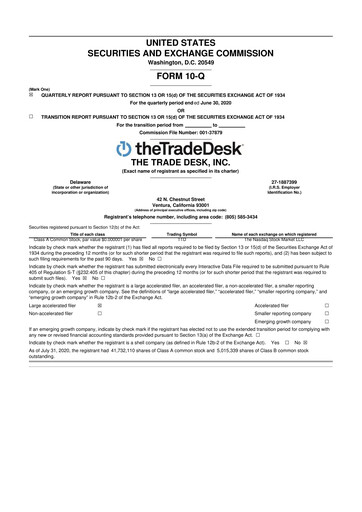 Thumbnail The Trade Desk
 10-Q Quarterly Report FY2020 