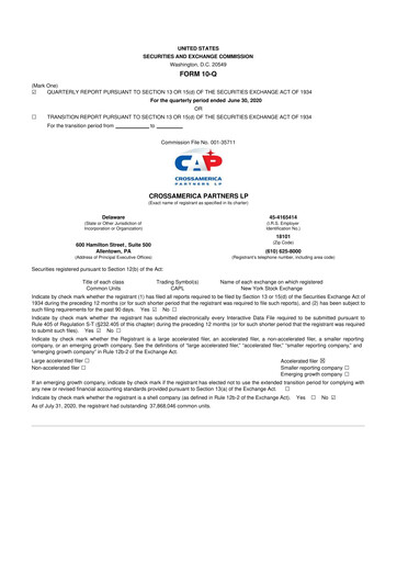 Miniature CrossAmerica Partners 10-Q Rapport trimestriel 2020 