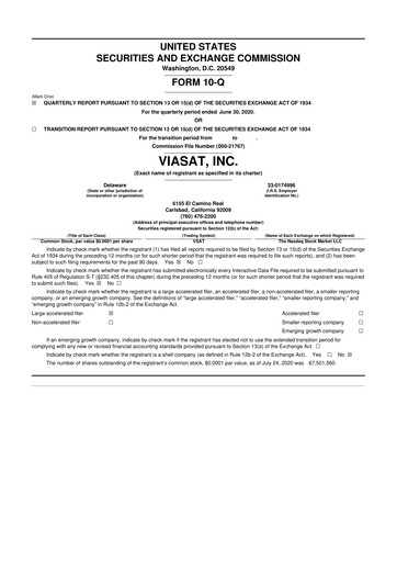 Thumbnail ViaSat 10-Q Quarterly Report FY 