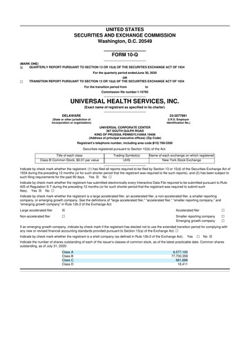 Thumbnail Universal Health Services
 10-Q Quarterly Report FY2020 