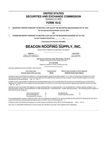 Thumbnail Beacon Roofing Supply 10-Q Quarterly Report FY2020 