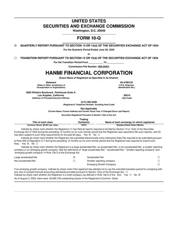 Vorschaubild Hanmi Financial 10-Q Quartalsbericht 2020 
