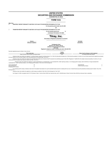 Miniature Tilray Brands
 10-Q Rapport trimestriel  