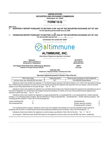 Thumbnail Altimmune 10-Q Quarterly Report FY 