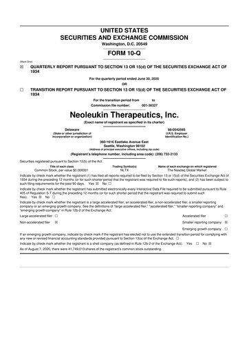 Miniature Neurogene 10-Q Rapport trimestriel 2020 