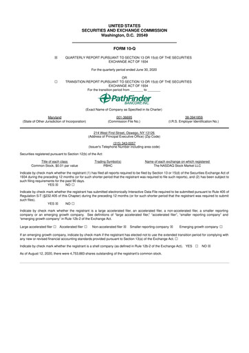 Vorschaubild Pathfinder Bancorp 10-Q Quartalsbericht 2020 