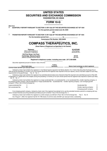 Thumbnail Compass Therapeutics 10-Q Quarterly Report FY 