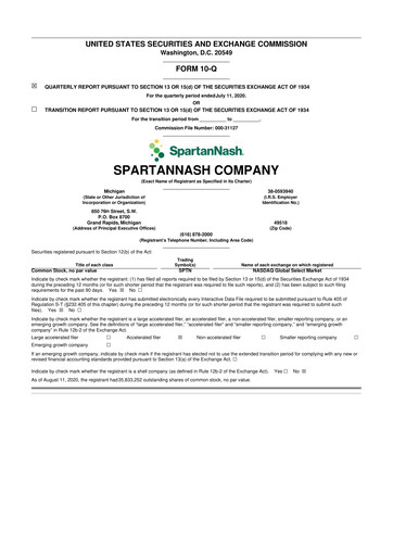Miniature SpartanNash
 10-Q Rapport trimestriel 2020 