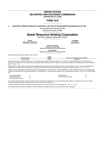 Thumbnail Quest Resource Holding 10-Q Quarterly Report FY2020 