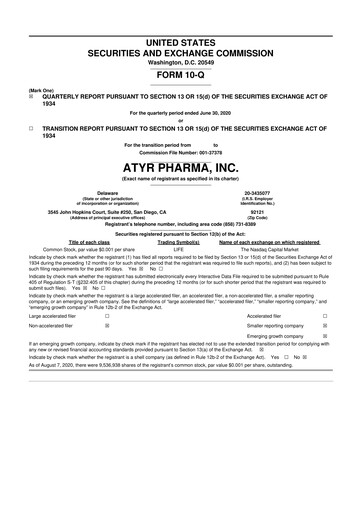 Thumbnail aTyr Pharma 10-Q Quarterly Report FY 