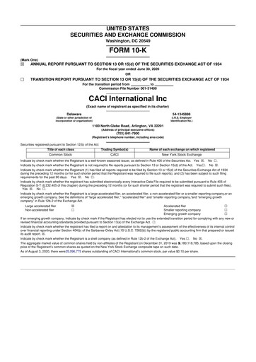 Thumbnail CACI International Inc 10-K Annual Report 2020