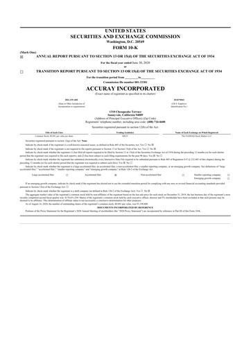 Thumbnail Accuray 10-K Annual Report 