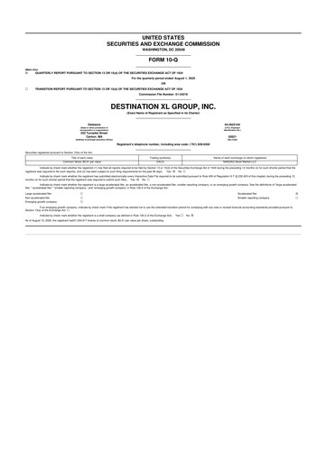Thumbnail Destination XL 10-Q Quarterly Report FY2020 