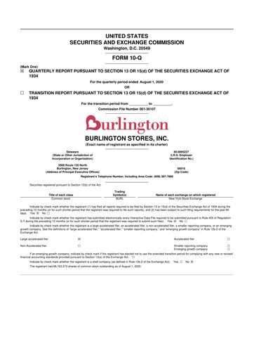 Thumbnail Burlington Stores 10-Q Quarterly Report FY 