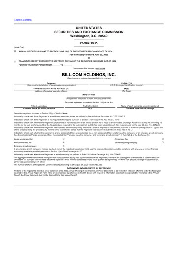 Thumbnail Bill.com 10-K Annual Report 2020