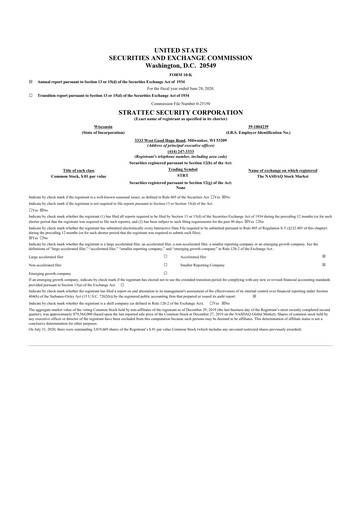 Miniature Strattec Security 10-K Rapport annuel 2020