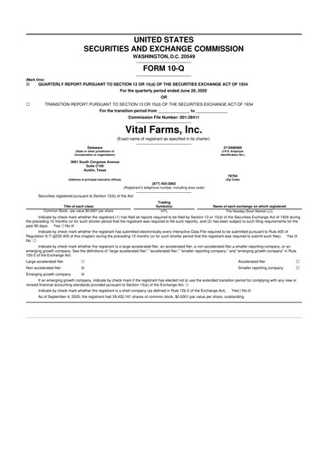 Thumbnail Vital Farms 10-Q Quarterly Report FY2020 