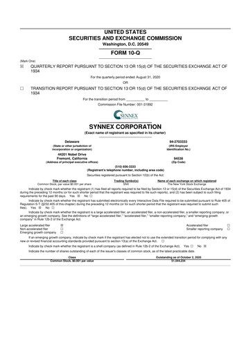 Thumbnail TD Synnex 10-Q Quarterly Report FY2020 