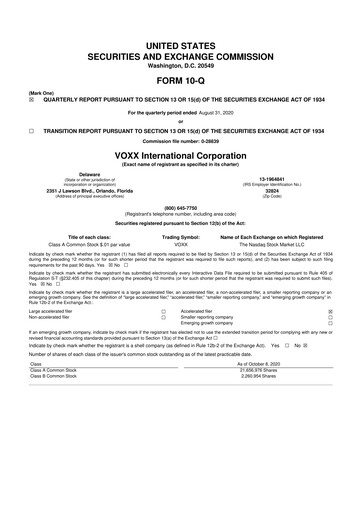 Thumbnail Voxx International
 10-Q Quarterly Report FY2021 