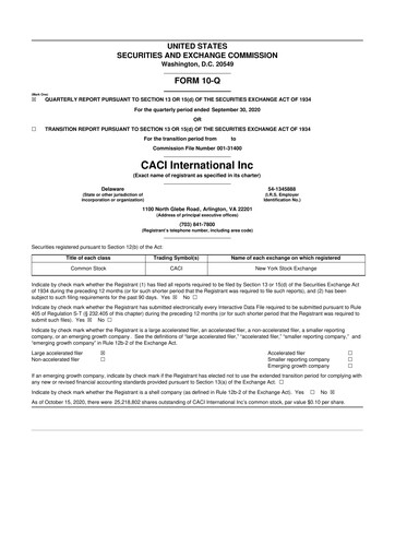 Thumbnail CACI International Inc 10-Q Quarterly Report FY2020 